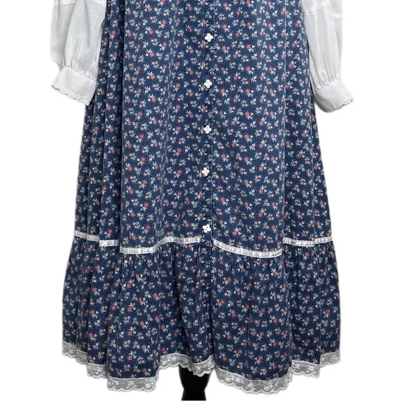 Gunne Sax Vintage 1970's Cottagecore Puff Sleeve Floral Sz 9 Midi Dress - Picture 8 of 16
